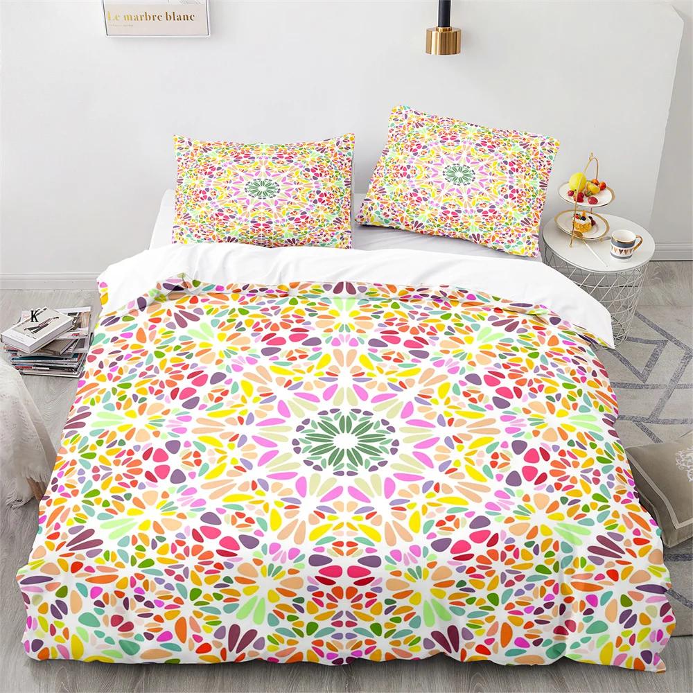 Comforter Bohemian Mandala King Queen Boho Style Lotus Bedding Set For Teens Adults Exotic Tribe 2/3Pcs Polyester