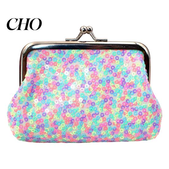 Lightweight Travel Coin Pouch Women Purse, with Metal Hinge And Kiss-lock Design, Portable Gold Lock Purse Mini Wallet, Sequined Glitter Vintage
