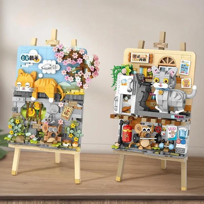 3D Puzzle Building Blocks Toy Cute Children'S Gift Assembly Art Picture Block Plaything Trendy Collectible