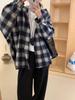 Trendy Loose Plaid Hooded Shirt Jacket for Women – Plus Size Long Sleeve Outerwear for Spring/Autumn