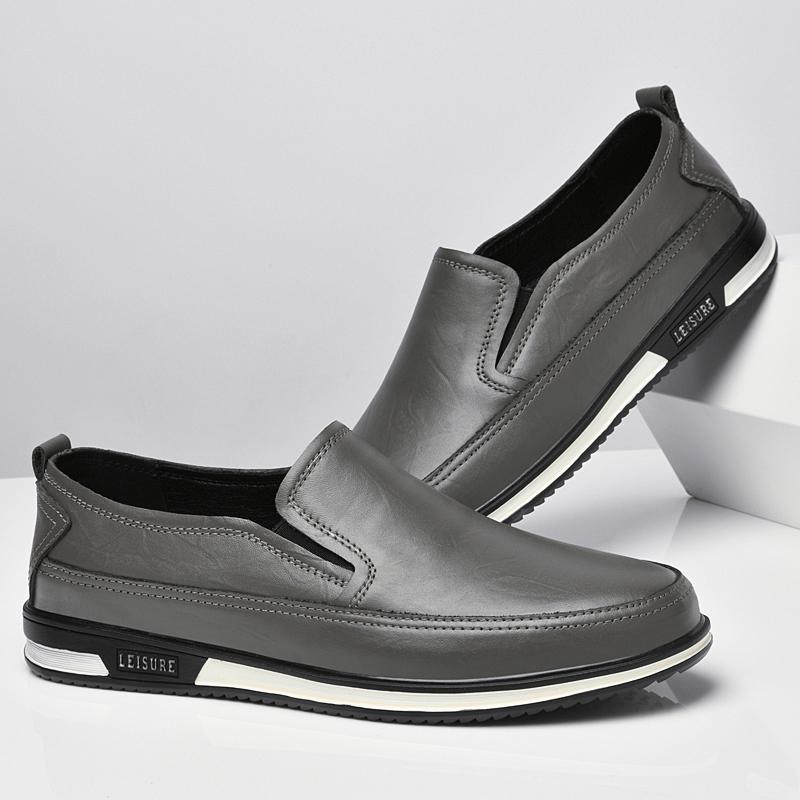 Pánské nazouvací boty z pravé kůže Jednoduché Měkké Pánské Mokasíny Protiskluzové Prodyšné Společenské boty Řidičské Chůze Pánské Ležérní boty