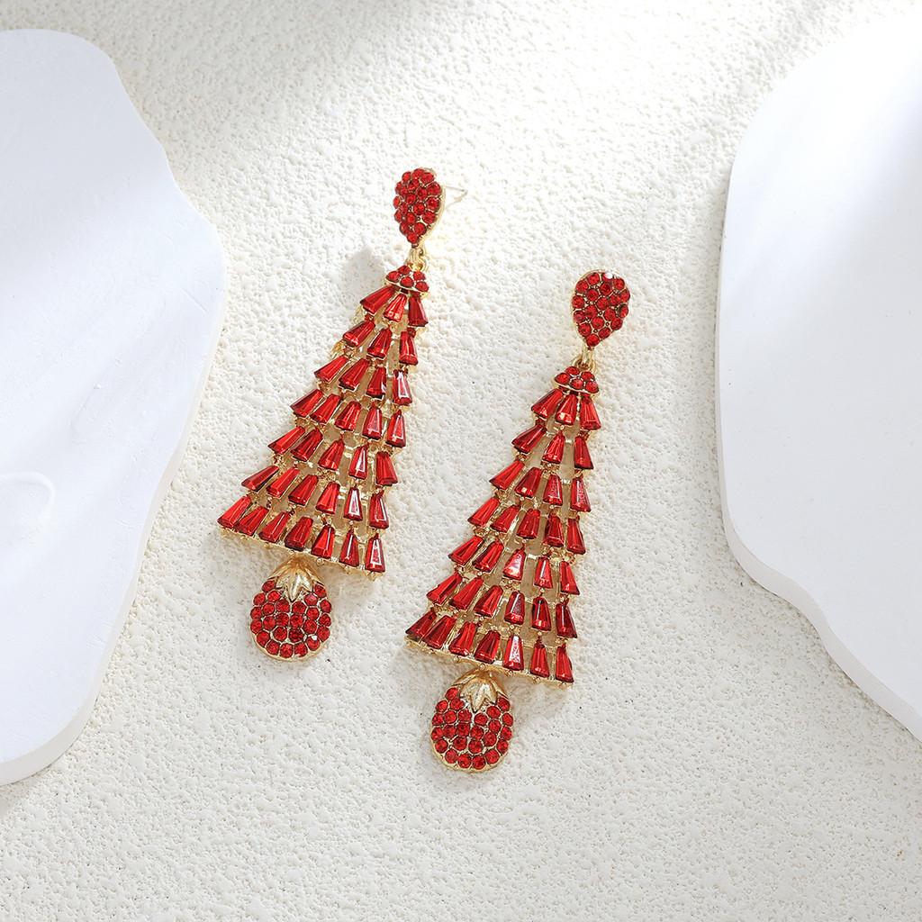 Christmas Tree Earrings With Tassels For Women Holiday Party Decor