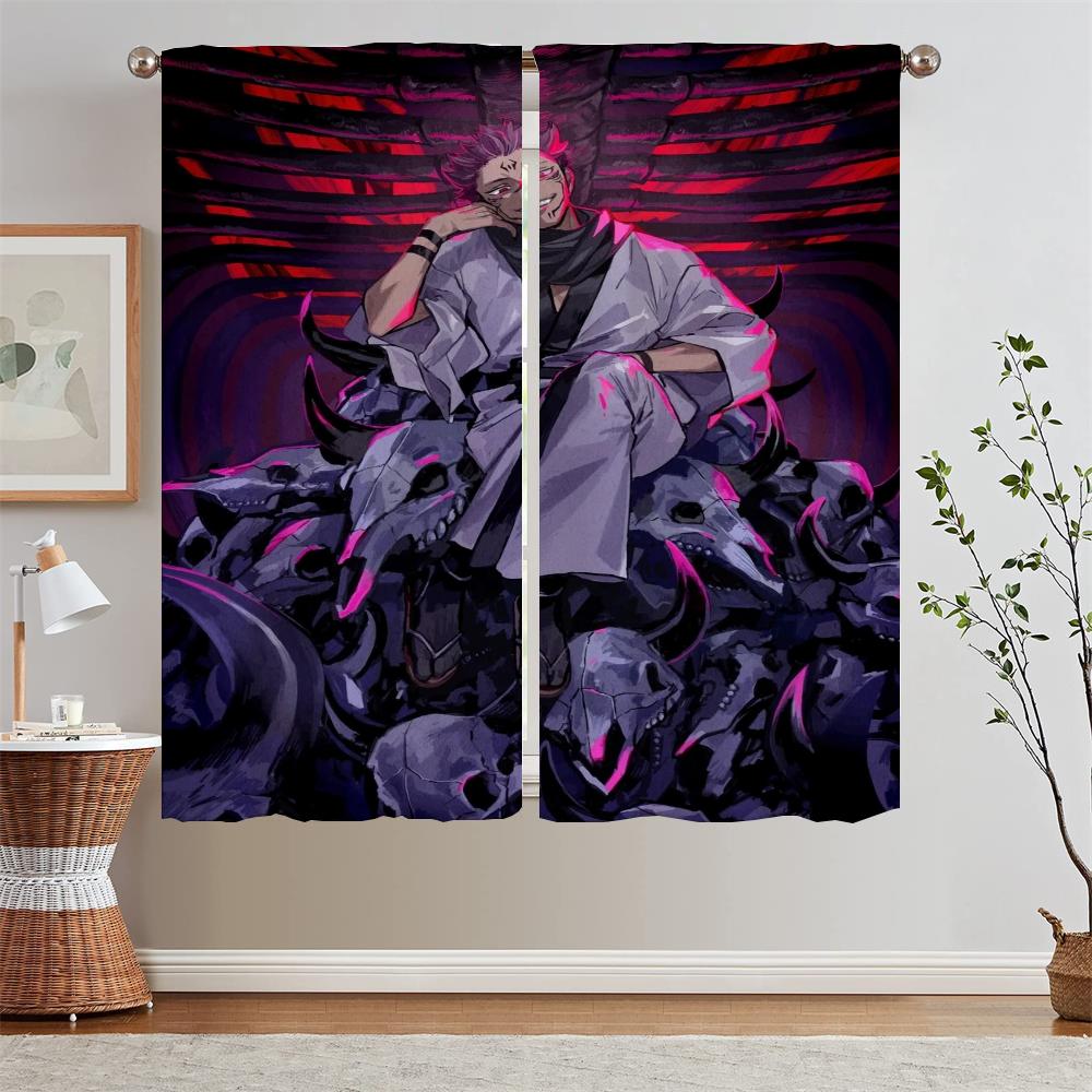 Jujutsu Kaisen Curtain Tulle for Living Room Decoration Youth Room Curtains Blackout Kitchen Curtains 2 Pcs Set Blind Tentacles