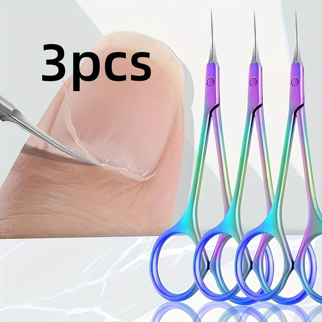 3pcs Precision Stainless Steel Scissors Dead Skin Scissors Multi Functional Beauty Tool with Easy-to-Grip Handle and Sharp Tip