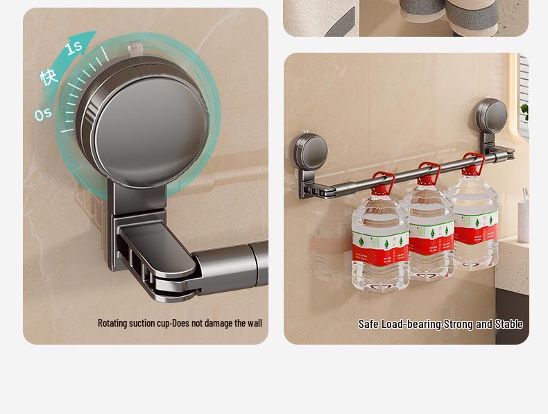 Retractable No-Drill Suction Cup Towel Rack for Bathroom and Toilet