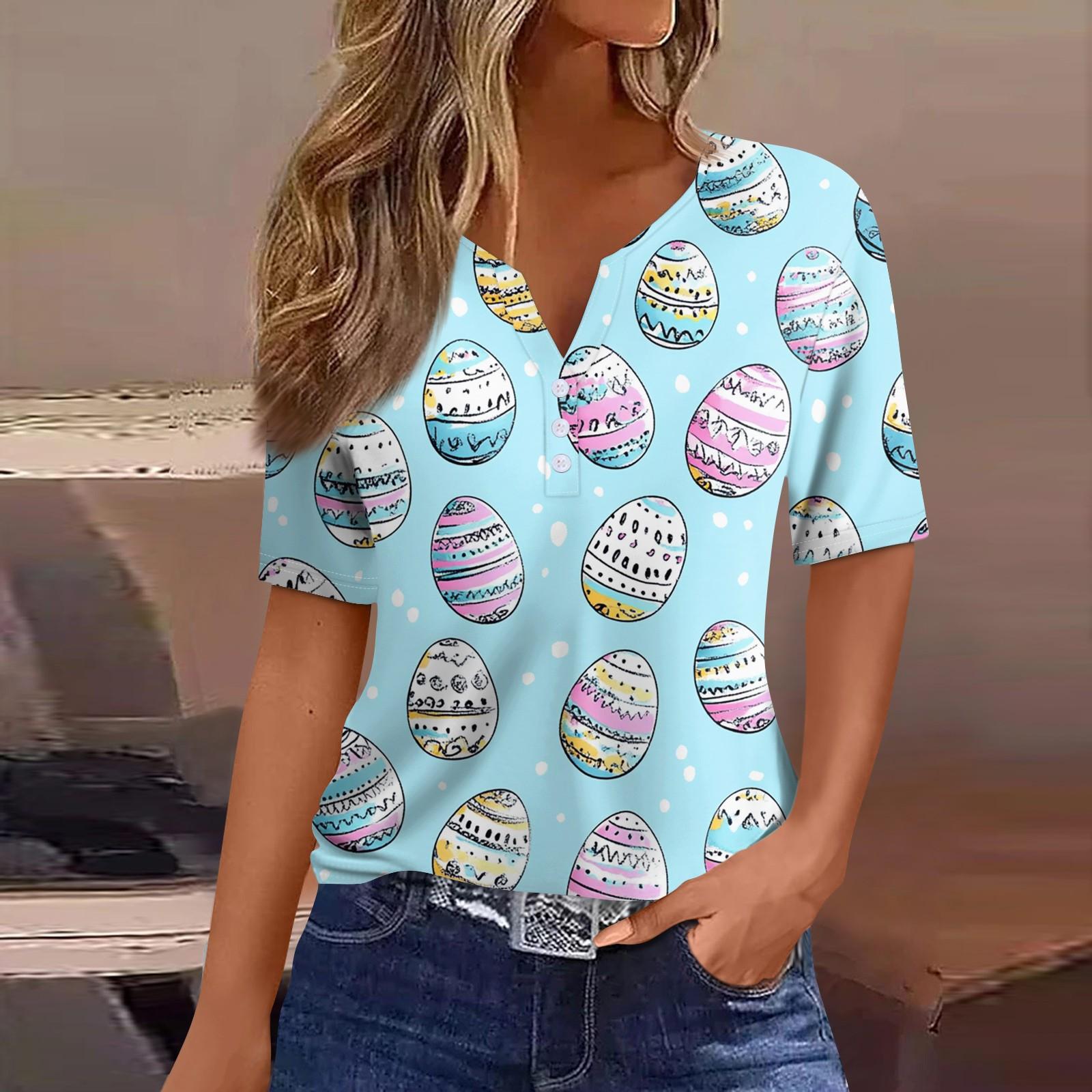 

Жен. Футболка С принтом Пуговицы С короткими рукавами Повседневные Выходные Мода Классический V-образный вырез Обычный Верх L