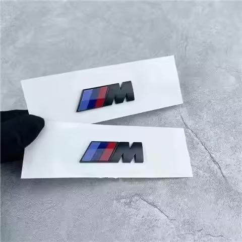 BBKT7 1PCS Sport Black Silver Replacement Rear Trunk Emblem Badge For BMW M ABS Logo Side Label Sports Displacement M badge Sticker