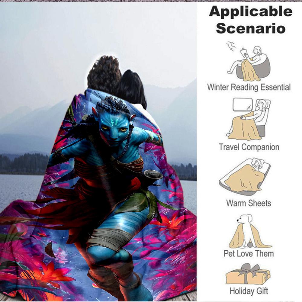 1Pc Avatar World Adventure Flannel Blanket, Soft And Comfortable, Casual Warm, Camping Travel, Christmas, Halloween Xmas Gift. G1184