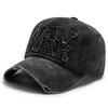 Baseball Hat Korean Y2K Girl Peaked Cap Hip Hop Holes Letter Duck Tongue Cap Women Long Brim Visors Cotton Casual Bonnet