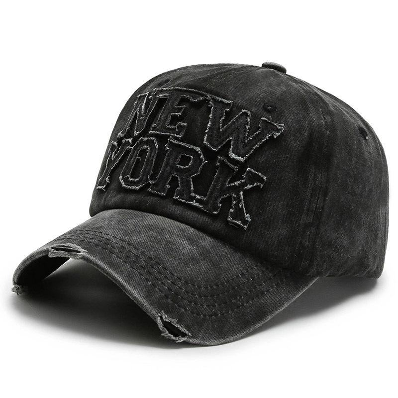 Baseball Hat Korean Y2K Girl Peaked Cap Hip Hop Holes Letter Duck Tongue Cap Women Long Brim Visors Cotton Casual Bonnet