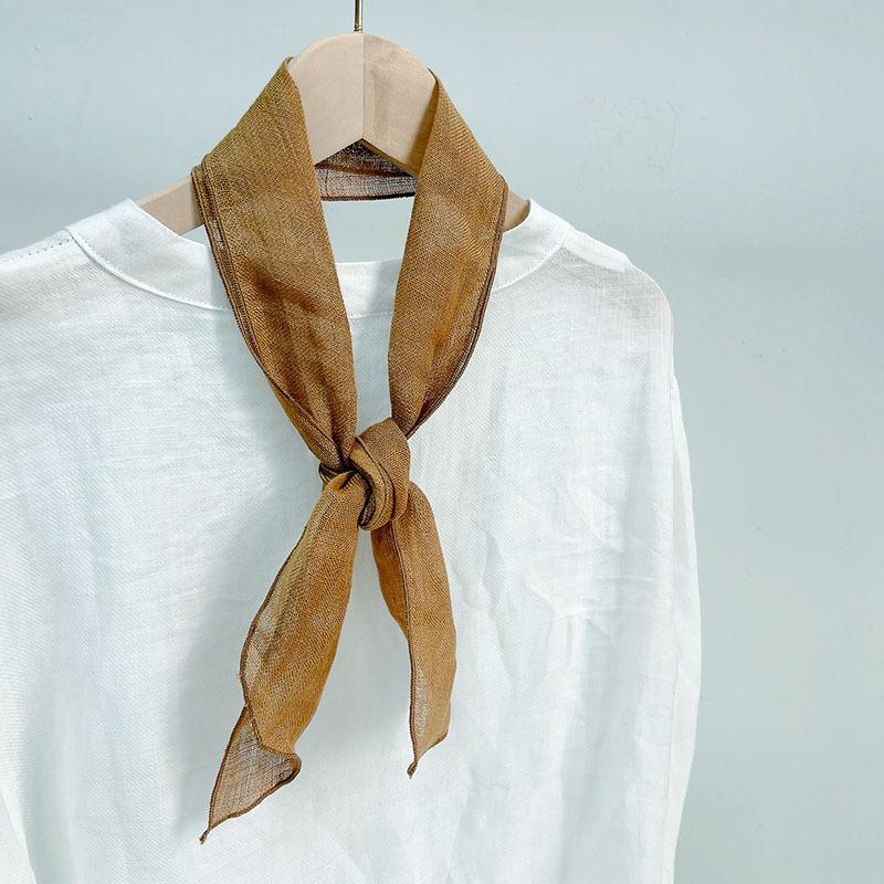 Retro Rain And Dew Striped Small Bow Tie Literary Versatile Women'S Summer Neck Protection Scarf Accessories Silk Korean Version