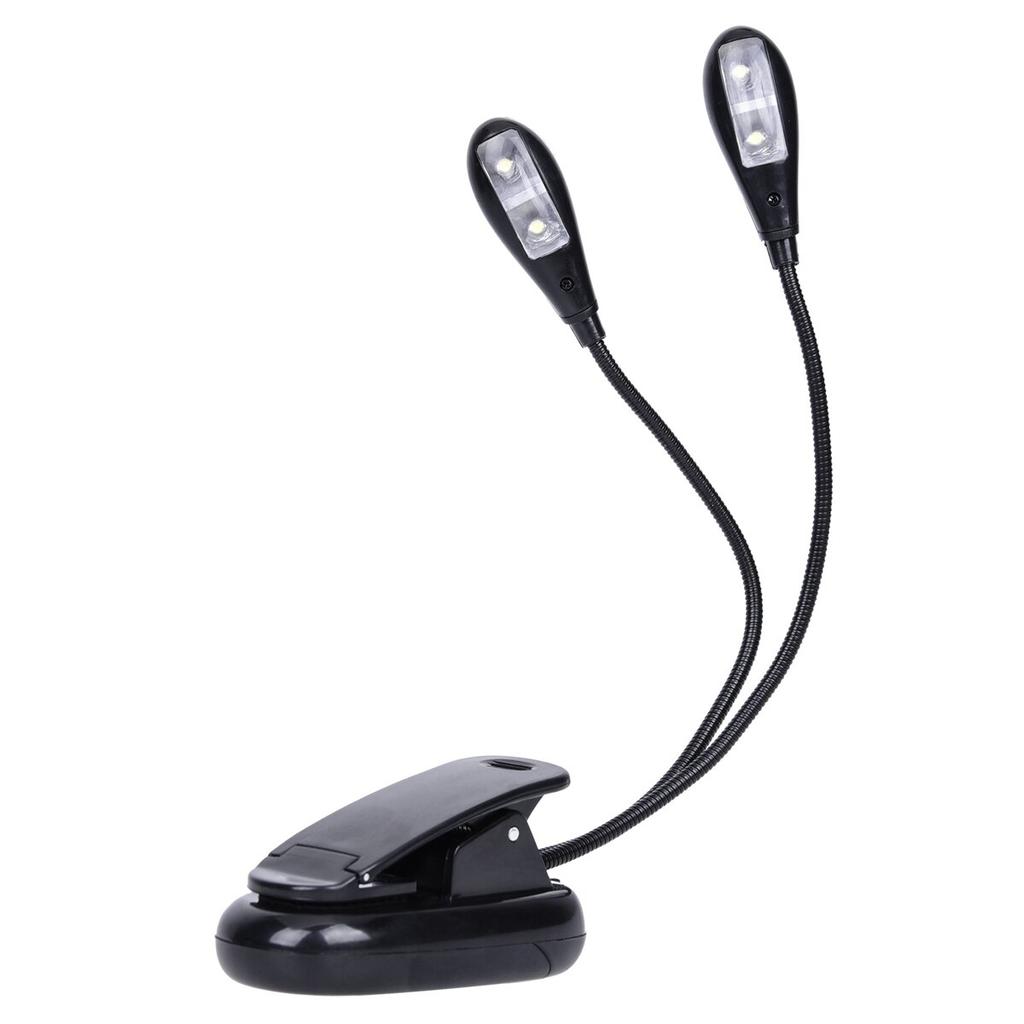 Notenständerlicht, LED-Buchleuchten zum Anklemmen, USB- und AAA-Batteriebetrieben, Leselampe im Bett, 4 Helligkeitsstufen, Ideal für Bo