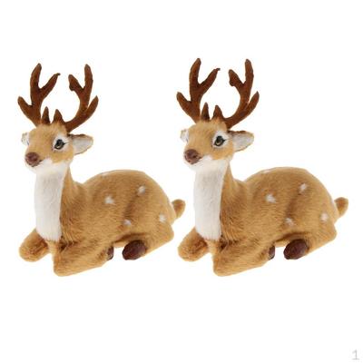 2 Pieces Simulation Christmas Polyethylene Plush Miniature Reindeer
