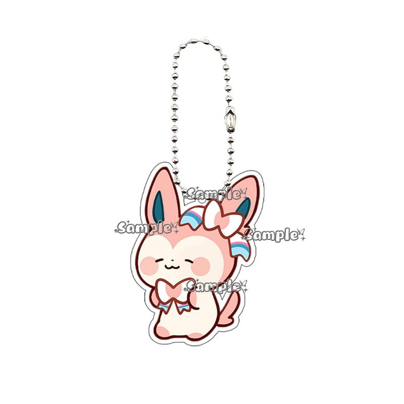 Hot Pocket Anime Leafeon Sylveon Game Acrylic Keychain Charm Umbreon Eevee Cartoon Character Pattern Key Ring Ornament Gifts Toy