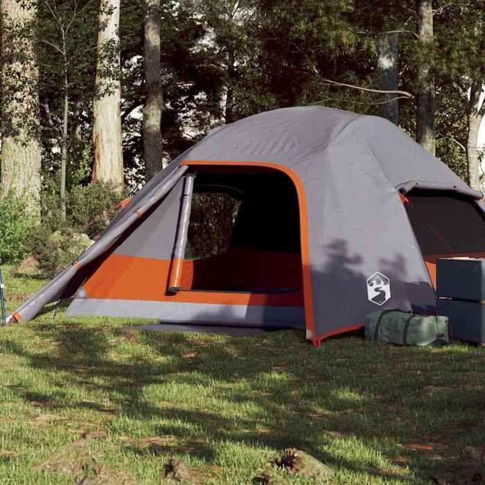 Tente de camping - vidaXL - Tente à dôme 4 personnes - Imperméable - Gris - Facile à monter