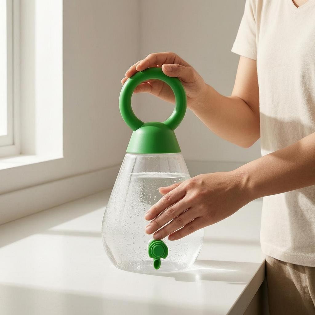 Dispenser Bevande a Goccia Manico Verde Caraffa Trasparente per Tè Freddo con Rubinetto