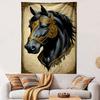 "Elegant Black Horse with Golden Harness" Patterned Tapestry Home Decor, Suitable for Bedroom and Living Room, Gift