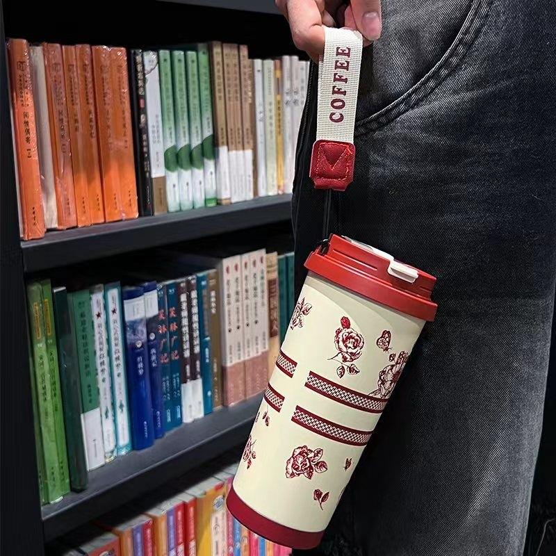 Stilvoller Thermobecher aus 316 Edelstahl mit Strohhalm - Anpassbares Logo-Geschenk