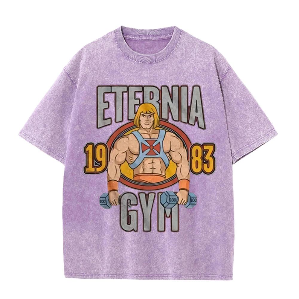 2026 Vintage 1983 Retro Gym Strong Man Graphic Washed T Shirt Fitness Lover Oversized Casual Short Sleeve Streetwear Men Women T
