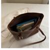 Solid Color Minimalist Large Capacity Tote Bag Soft Faux Leather Commuter Shoulder Handbag