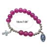 Elegant Crystal Beaded Bracelets Cross Bracelets Stretch Bracelets Rosarys Cross Pendants Bracelets for Daily Wear