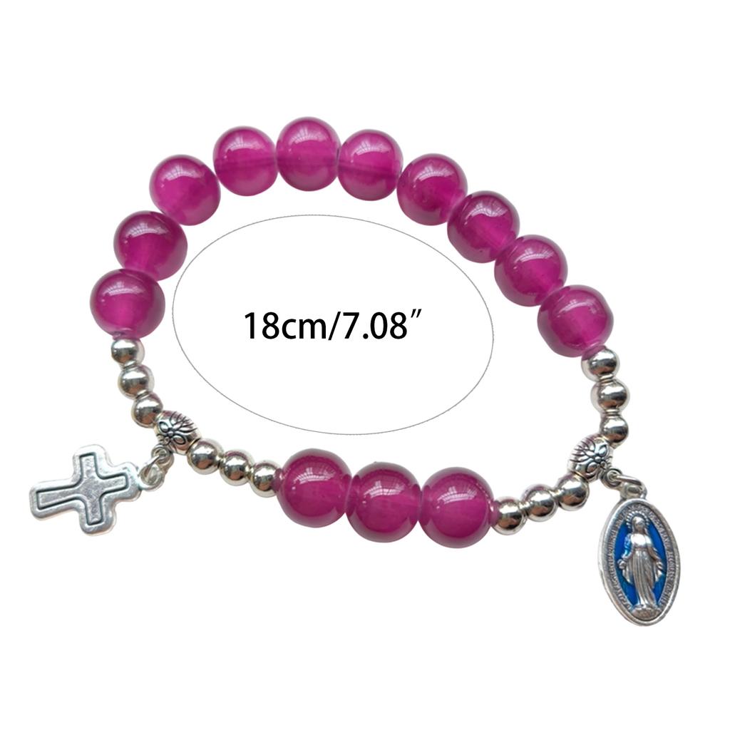 Elegant Crystal Beaded Bracelets Cross Bracelets Stretch Bracelets Rosarys Cross Pendants Bracelets for Daily Wear