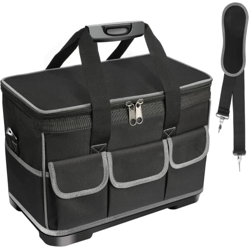 ANZOBEN Tool Bag, Large Capacity, Foldable Tool Bag with Shoulder Strap, Multiple Pockets, Durable Oxford Cloth with Water-Repellent Finish, Ideal for