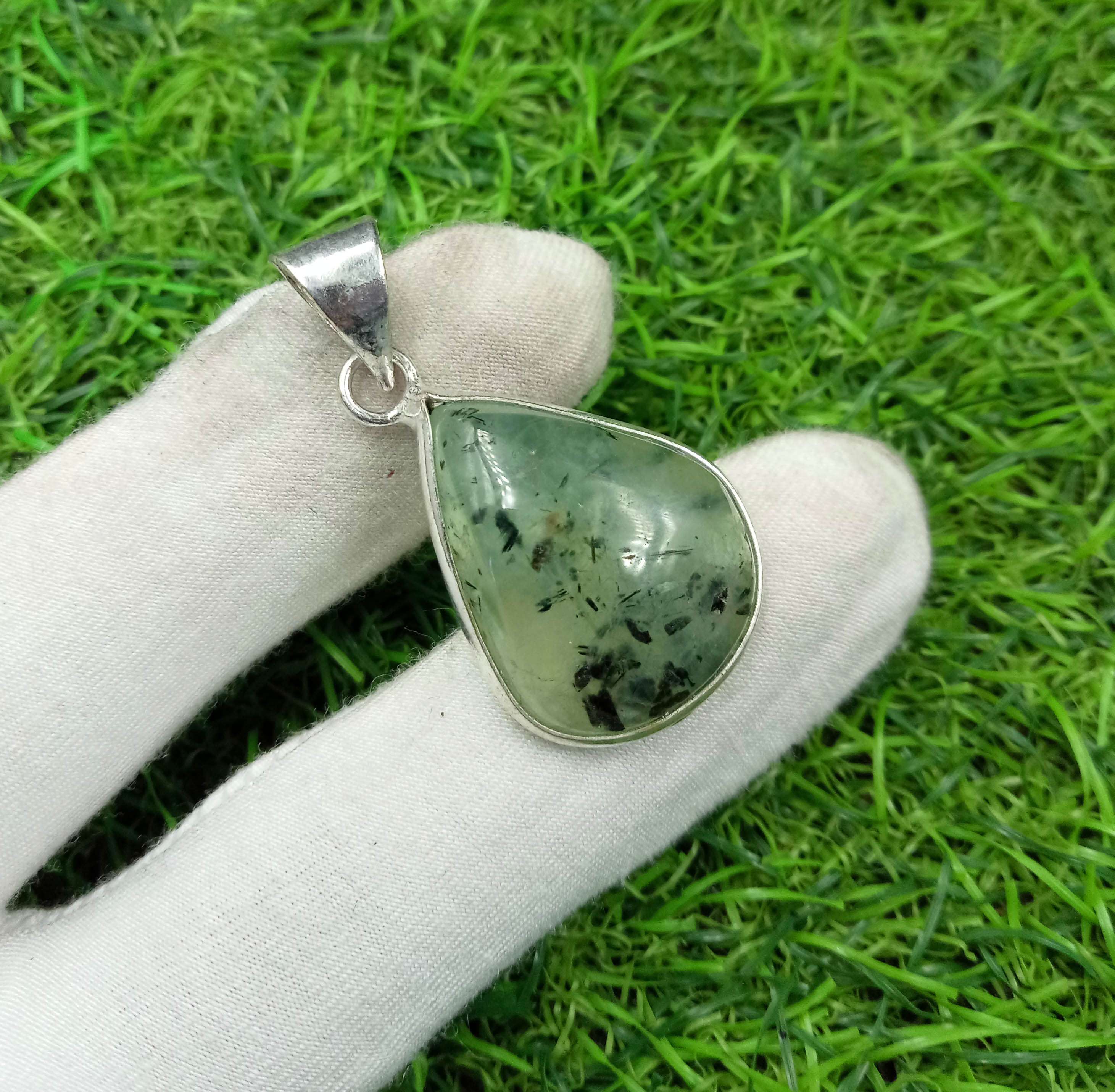 

Кулон с драгоценным камнем Prehnite 925 пробы с серебряным покрытием DEP-450