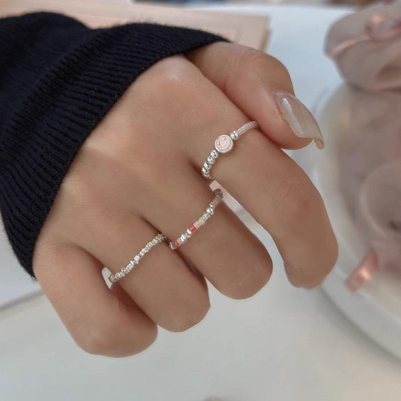 Beautiful Smiley Face Bead Adjustable Ring For Women Copper Fashion Jewelry