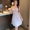 Summer Ice Silk Sexy Nightgown Set - Women’s Thin Suspender Dress with Beautiful Back Design