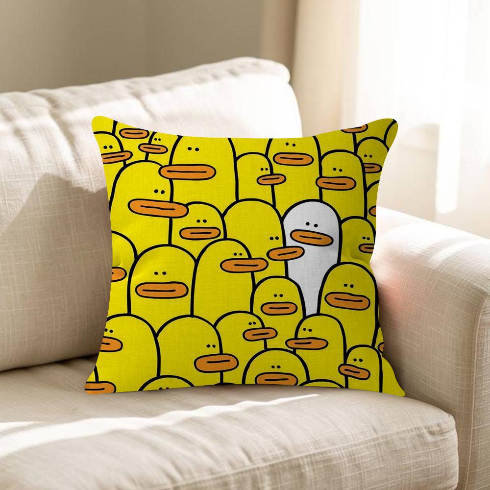 Gelbe und weiße Enten Ahorn Design Kissenbezug Glückliche Herbsternte Dekoration Feiertagsdekoration Kissenbezug