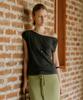 NEEV Unbalanced Drape Sleeveless Top (Charcoal)
