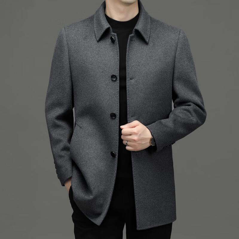 Men's Lapel Wool Blend Mid-length Business Casual Coat