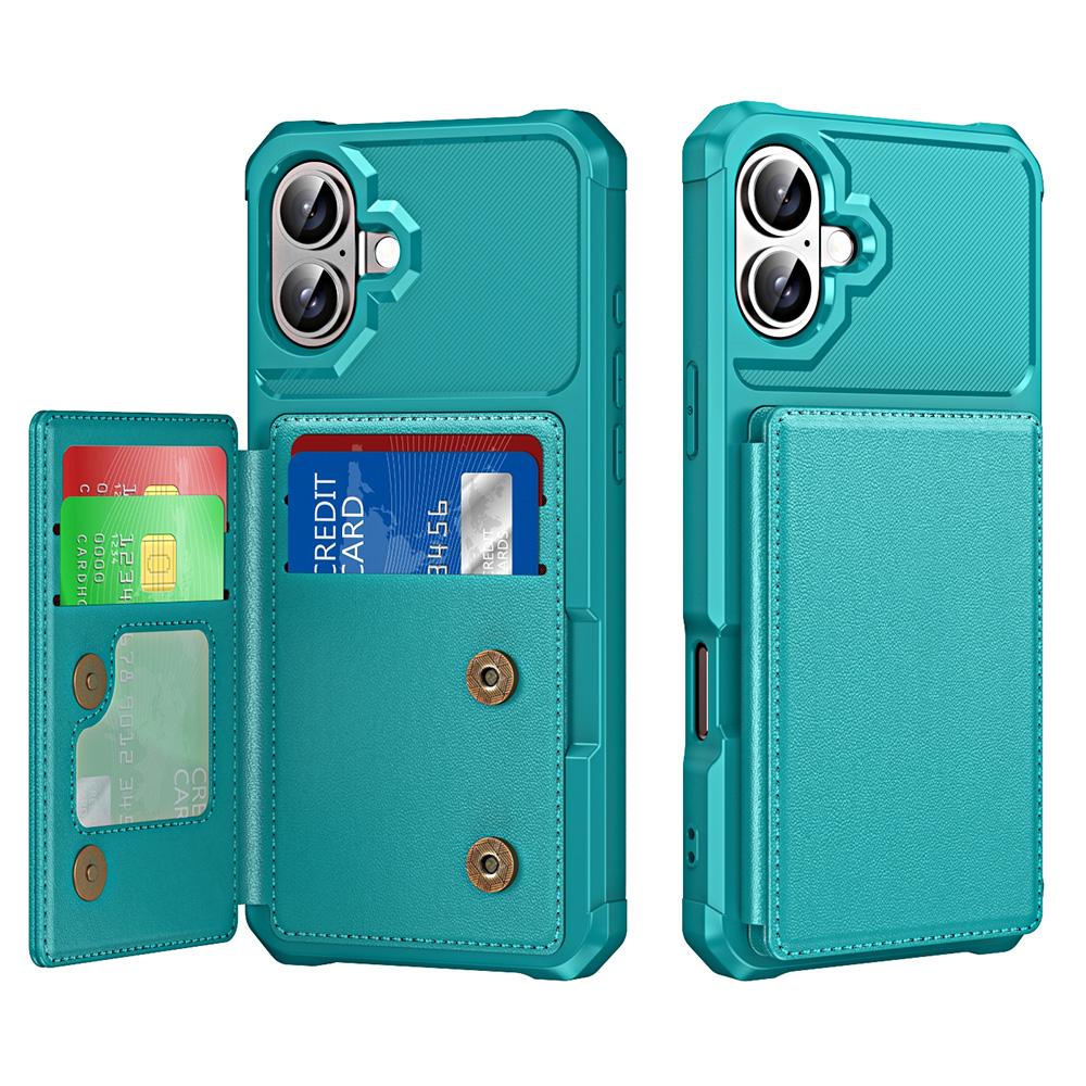 For iPhone 16 Case Card Slot Kickstand Leather+TPU Reinforced Corner Phone Cover