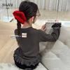 YOJIA Girls' Spliced Long-Sleeve T-Shirt - 2025 Spring/Autumn Fashion