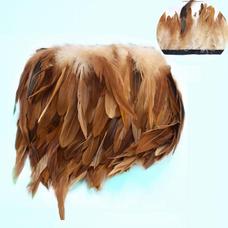 1Meter Natural Rooster Tail Feather Trims for Clothes Plumas 13-18cm Party Feathers for Crafts DIY Sewing Home Decoration Plume