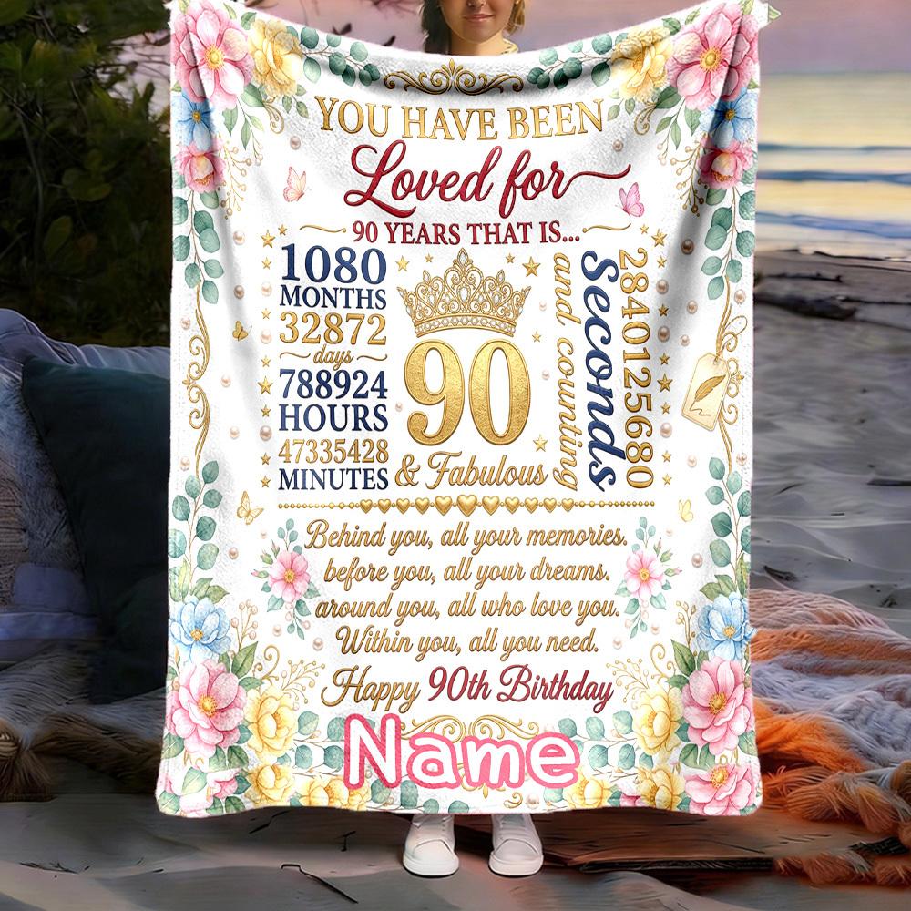 Outdoor Customize Blanket Celebrate 90 Years Of Love And Memories Perfect For Milestone Birthdays Gifts For Family Members Soft Comfortable And