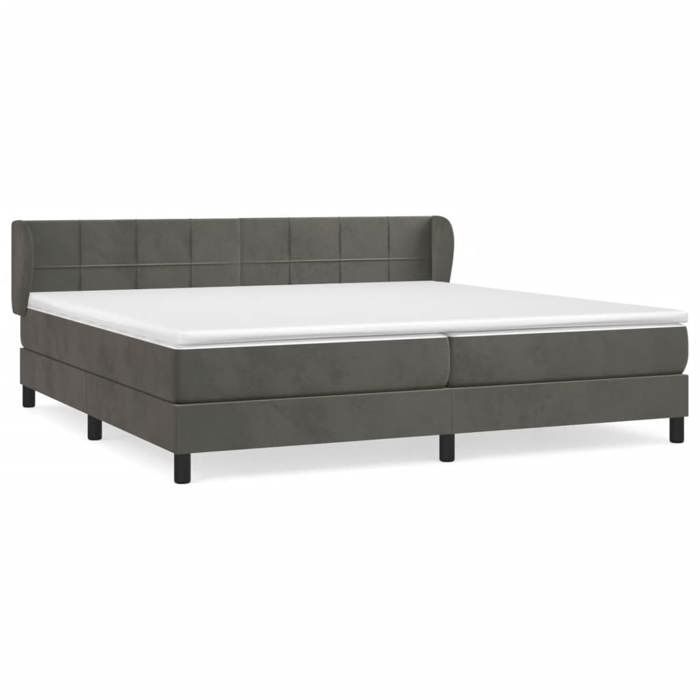 3127512 vidaXL Lit à sommier tapissier et matelas Gris foncé 200x200cm Velours