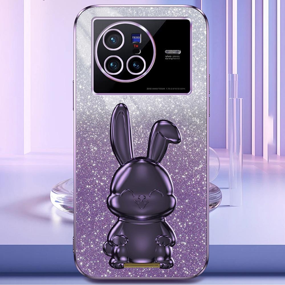 For vivo X80 5G Case Glitter Powder PC+TPU Phone Cover with Pull-out Kickstand