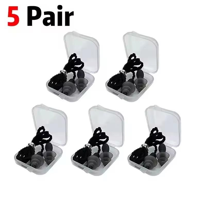 1-10 Pairs Noise Cancelling Silicone Earplugs Reusable Earplug with Rope Waterproof Swimming Rubber Ear Plugs Come with Box