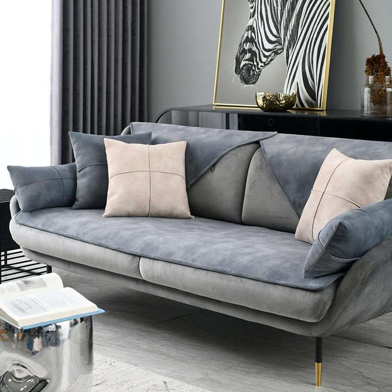 High-End Anti-Scratching Short Plush Nordic Leather Sofa Cushion Non-Slip Modern Simple Four Seasons Universal Sofa Cover Cover