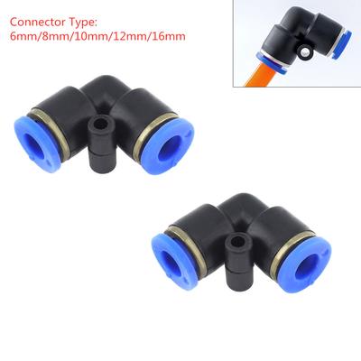 2 stuks L-vormige elleboog kunststof pneumatische snelkoppeling tweeweg snelkoppeling luchtslanggereedschap 6 mm-16 mm