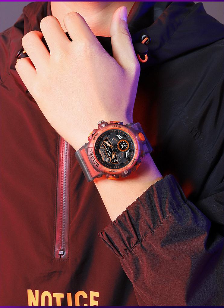SMAEL 8085 Sports Night Light Waterproof Men's Electronic Watch Cool Dual Display Multi Functional Outdoor