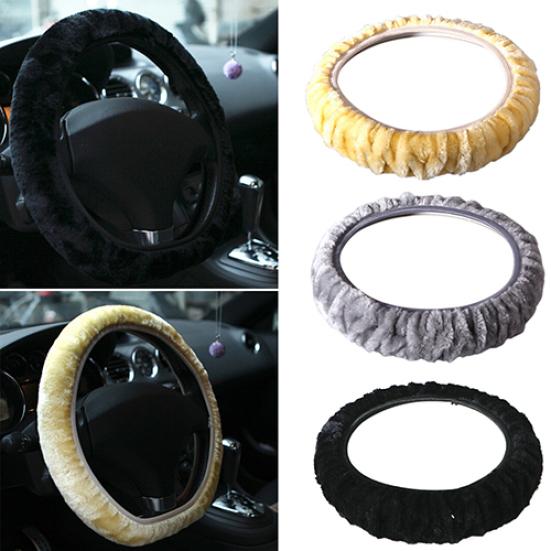 Soft Short Plush Car Steering Wheel Cover Autumn Winter Driver Driving Accessory