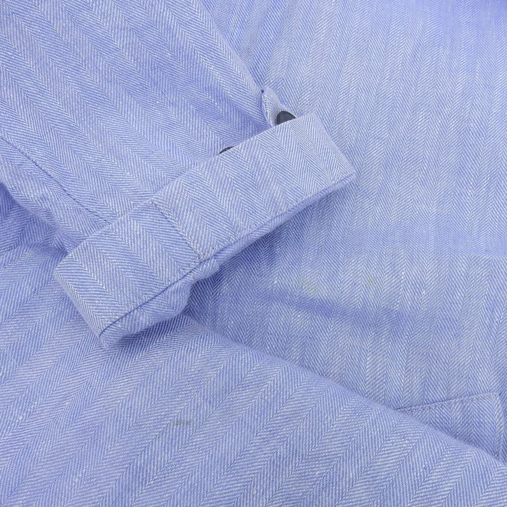 HEVO Linen Hidden-breasted Single-breasted Shirt Coat for Men, Blue, Size 46, 8HGALL761 Coat 46 blueUsed