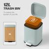 12L Modern Boxy Metal Home Kitchen Bin - Light Green