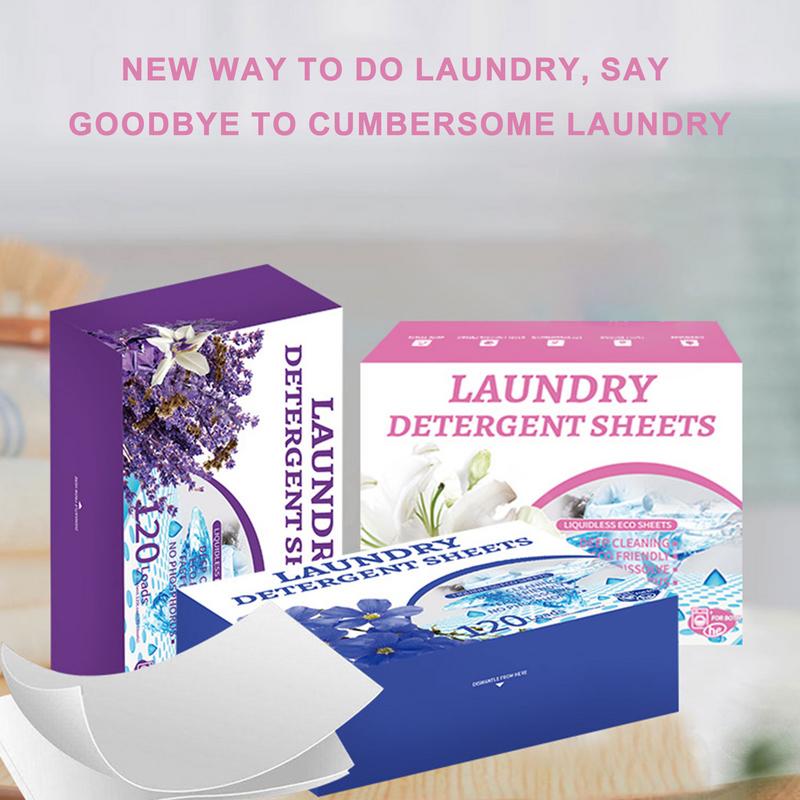 Detergent Sheets 60 Loads Plant Based Washing Machine Sheets Fast Dissolving Fresh Scent Dryer Sheets No Mess and Space-Saving
