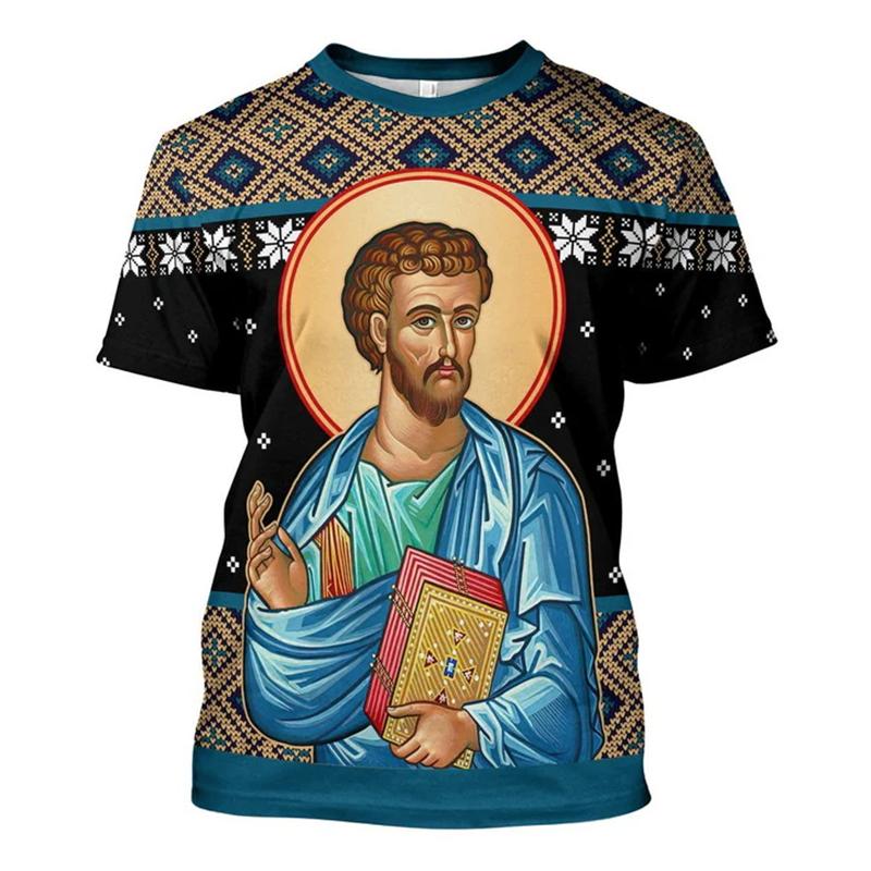T-shirt Cristiana Gesù Uomo Donna Stampa 3D Grafica Ortodossa Manica Corta Nuova Retro Abbigliamento Unisex Dropshipping
