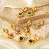18K Gold Stainless Steel Jewelry Heart Pendant Zircon Earrings for Women, Light Luxury High-end Titanium Steel Ear Jewelry