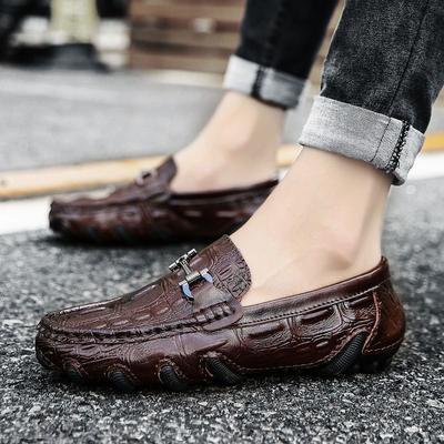 Δερμάτινα παπούτσια μοτίβο κροκό άνοιξη casual παπούτσια ανδρικά one-pedal μαλακής σόλας παπούτσια οδήγησης μοντέρνα ανδρικά παπούτσια